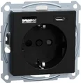 Produktbild: Merten MEG2367-0403 Schuko Steckdose mit USB Ladegerät, System M, schwarz Matt
