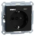 Produktbild: 1St. Merten MEG2367-0403 Schuko Steckdose mit USB Ladegerät, schwarz matt, Syste