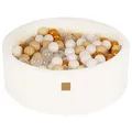 Produktbild: MEOWBABY Soft Foam Rundes 90 x 30 cm Bällebad mit 200 Stück Bällen für Babys & Kleinkinder - Baby-Laufstall Essentials, Schaumstoff Bällebäder für Kinder,Bälle, Boucle,Weiß:Gold/Beige/Weiß/Transparent