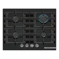 Produktbild: Bosch PNP6B6K40 Serie 4 Gasherd, 60 cm, gehärtetes Glas, Schwarz | Gaskochfeld mit präziser Flammenkontrolle, spülmaschinenfeste Gusseisen-Grillroste Made in Europe