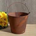 Produktbild: terracotta-toepfe-de Deko Eimer ca. 20 cm bepflanzbar aus Metall Edelrost Rost Garten Pflanzgefäß Blumentopf Landhaus Shabby chic Vintage Pflanzgefäß