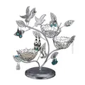 Produktbild: Relaxdays Schmuckbaum, 88 Löcher für Ohrringe, 3 Schalen für Ringe, Eisen, Vintage Schmuckständer HBT 34x39x15cm, silber