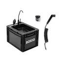 Produktbild: BOXIO - WASH Plus: Mobiles 40x30 Spülbecken Komplettset: Campingdusche + Reinigungsperlen + Spiegel, Camping Waschbecken mit Pumpe ohne Strom, Camping Zubehör in Eurobox für den (outdoor) Van Ausbau