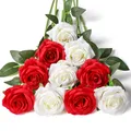 Produktbild: 12 Stück künstliche Seide Rosen Blumenstrauß Faux Flowers Home Hochzeitsfeier...