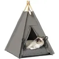 Produktbild: PawHut Katzenzelt Polyester Schaumstoff Grau 60L x 60B x 76H cm