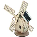 Produktbild: Bartl 110487 - Solar-Holzwindmühle Bausatz mit Solarzelle Licht 20cm Garten