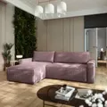 Produktbild: Masseno Ecksofa BESMIR mit Schlaffunktion L-Form, Sofa mit Bettkasten, Wohnzimmersofa, Couch, Soffa, Bettsofa, Couchgarnitur- Lila, POSO 130 - Lila
