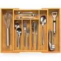 Produktbild: budu Besteckkasten #33,5 (Tiefe 33,5cm) aus Bambus - Schubladen Ordnungssystem für die Küche - Besteckkasten für Schubladen aus Bambus - Ausziehbar - Kitchen drawer organizer - Kitchen organizer