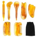 Produktbild: Gua Sha Schab Massagewerkzeug 7 Stück Harz Gua Sha Brett Gua Sha Stein Kratzm...