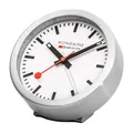 Produktbild: Mondaine - Wecker A997.MCAL.16SBB.1 Tischuhr 125mm - WENDIGE Hände - Bahnhofsuhr aus Aluminium mit rotem Sekundenzeiger staubbeständig - Hergestellt in der Schweiz