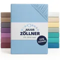 Produktbild: Julius Zöllner Jersey Spannbettlaken für Baby- & Kinderbett, 100% Jersey-Baumwolle, OEKO-TEX Standard 100 zertifiziert, Größe: 60x120cm / 70x140cm, 2er Pack, hellblau