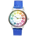 Produktbild: K&L Wall Art Kinderuhr Analog Lernuhr Kinderarmbanduhren für Jungen Mädchenuhr Kinder Armbanduhr (Regenbogen, Blau, Nylon)