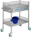 Produktbild: VEVOR Labor-Servierwagen, 2-lagiger Rollwagen aus Edelstahl, Medizinwagen mit zwei Schubladen, Zahnarztwagen mit feststellbaren Rädern und einem Eimer, für Labor, Krankenhaus, Zahnarztgebrauch