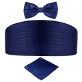 Produktbild: DonDon 3er Set Herren Kummerbund Fliege Einstecktuch farblich abgestimmt glänzend für feierliche Anlässe - Dunkelblau