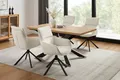 Produktbild: OTTO home Essgruppe Cusey, besteht aus einem Esstisch und vier Stühlen, (Set, 5-tlg., Stühle drehbar, Esstisch 160 cm, 4 cm starke Tischplatte), kratzfester Tisch in Holzoptik, drehbare Stühlen, atmungsaktivem Stoff