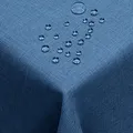 Produktbild: DecoHomeTextil Leinen Optik Tischdecke, Rechteckig 160 x 220 cm Dunkelblau, wasserabweisend, fleckenabweisend, abwaschbar, Lotuseffekt, bügelfrei