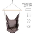 Produktbild: PRIME ART WOOD® Hängesessel mit 2 großen Kissen TÜV geprüft inkl. Deckenhaken – Perfekt zum Abschalten, Entspannen & Wohlfühlen – Outdoor & Indoor – Hängematte grau