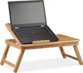 Produktbild: Relaxdays Höhenverstellbarer Laptoptisch fürs Bett, Bambus Notebooktisch m. Schublade, HxBxT: 30 x 69 x 35 cm, Natur