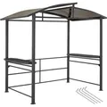 Produktbild: tectake Grillpavillon 2,4x1,5x2,34m - Alu-Stahl Rahmen - Gitterablagen - Grau - Grau