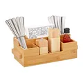 Produktbild: Relaxdays Besteckhalter Bambus, 7 Fächer, Tisch Menage für Servietten, Besteck, Öl, Gewürze, HBT 11,5 x 35 x 15cm, natur, Hellbraun