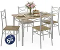 Produktbild: CASARIA® Esstisch mit 4 Stühlen Holz 5-tlg Set Metall 110x70cm Industrial Esszimmer Küche Stühle Tisch Möbel Essgruppe Sitzgruppe Paul Eiche