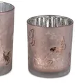 Produktbild: Teelichthalter Windlicht Schmetterlinge H. 10cm rosa silber aus Glas Formano F25