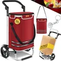 Produktbild: Kesser® Einkaufstrolley Klappbar Mit 56l Kapazität Und Belastbar Bis 50kg  3in1 Trolley Sackkarre & Umhängetasche  Faltbarer Einkaufswagen   Bordeaux  Rot