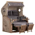 Produktbild: DEVRIES Strandkorb, BxHxT: 135 x 165 x 90 cm, Dreiviertelllieger, beige-braun - grau