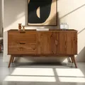 Produktbild: Sideboard Lowboard aus Kiefer massiv 2 Türen Kastanie skandinavisch Retro