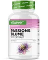 Produktbild: Passionsblume Extrakt - 365 Kapseln - Premium: 1100 mg Extrakt 10:1 (entspricht 11000 mg Passionsblume) pro Tagesportion - Hochdosiert, ohne unnötige Zusätze, vegan