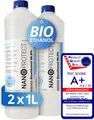Produktbild: Nanoprotect Bioethanol 96,6% | 2 x 1 Liter | Flüssiger Ethanol Brennstoff für Indoor Kamin und Tischfeuer | Reiner Ethylalkohol als Lösungsmittel | e …