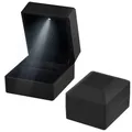 Produktbild: Jinlaili Ringschachtel Hochzeit, 62x57x39MM Ringbox mit LED, Ringschatulle mit Samt Interieur, Schmuck Präsentationsbox, Ringkästchen für Vorschlag Verlobung Hochzeit Zähler Display (Schwarz 2)