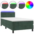 Produktbild: vidaXL Boxspringbett mit Matratze & LED Dunkelgrün 100x200 cm Samt