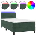 Produktbild: vidaXL Boxspringbett mit Matratze & LED Dunkelgrün 100x200 cm Samt