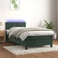 Produktbild: vidaXL Boxspringbett mit Matratze & LED Dunkelgrün 100x200 cm Samt