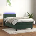 Produktbild: Boxspringbett mit Matratze & LED Dunkelgrün 100x200 cm Samt