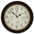 Produktbild: Holzwerk HORNBERG (FUNK) Holz Vintage Funkwanduhr 35 cm Ø Hygro- & Thermometer