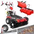Produktbild: ONBEST Kehrmaschine Benzin | 100 cm Arbeitsbreite | 6,5 PS | mit Schneeschild | Auffangbox | Schneeketten
