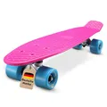 Produktbild: BIKESTAR Vintage Retro Cruiser Skateboard 60mm für Kinder und Erwachsene auch Anfänger ab ca. 6-8 Jahre | Berry & Blau