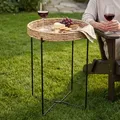 Produktbild: Mai & Mai Beistelltisch Rund Ø37×h55 Cm, Couchtisch Klein Mit Abnehmbarem Tablett Aus Papierkordel, Sofatisch Für Wohnzimmer, Schlafzimmer Und Balkon, Schwarz Reglo-08