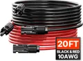 Produktbild: VEVOR Solarkabel 6,1 m, Verlängerungskabel 2er-Set, 10AWG Kabel mit wasserdichten Buchsen- und Steckeranschlüssen, PV-Kabel Wohnmobilen, Schwarz & Rot