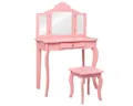 Produktbild: COSTWAY Schminktisch, Kinder, mit Hocker & Abnehmbarer Spiegel, 70x34x103cm