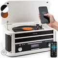 Produktbild: Auna Plattenspieler mit Lautsprecher, Retro Plattenspieler mit Bluetooth und 3 Geschwindigkeiten, Schallplattenspieler im Vintage Design, Vinyl Record Player mit USB, Plattenspieler für Schallplatten