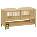 Produktbild: Bellamio Sava Waschbeckenunterschrank Bambus – Badunterschrank mit 2 Fächern & 2 Türen – Badezimmer Unterschrank für Waschbecken – Waschtischunterschrank Bad 100x45x60 cm
