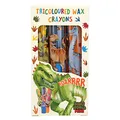 Produktbild: Depesche 12175 Dino World Mini Dino - Tricolor Wachsmaler Set für Kinder, 3 mehrfarbige Wachsmalstifte zum Ausdrehen und Malen
