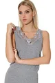 Produktbild: Damen Shirt, Unterhemd Gekämmte Baumwolle mit extra großer Spitze Ohne Seitennaht (36/38, grau)