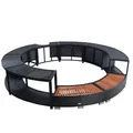 Produktbild: Whirlpool Umrandung Poolumrandung Poolverkleidung Rattan Pool Rahmen Schwarz