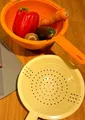 Produktbild: Tupperware Saladin Sieb Doppel Orange Gelb Multisieb Nudelsieb Seiher Tupper