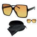 Produktbild: Sehr große Damen Sonnenbrille mit Quadratische XL Gläser Orange Gelb Verlaufsgetönt Vintage Style Brille im 60er 70er Jahre design mit Hardcase