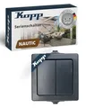 Produktbild: Kopp NAUTIC Serienschalter in Anthrazit - Hochwertiger Doppel-Lichtschalter mit 10AX Schaltvermögen - IP44 Schalter-Aufputz mit Wippe & Steckklemmen - Stilvoller Doppelschalter 250V~